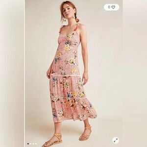 FARM Rio x Anthropologie Orange Spaghetti Strap Sundress M Petite NWOT